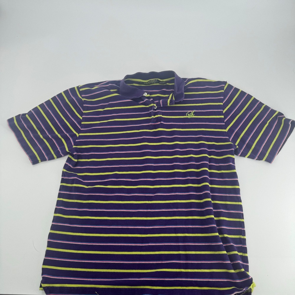 South Pole Signature Series Purple Striped Polo Shirt Mens L‎